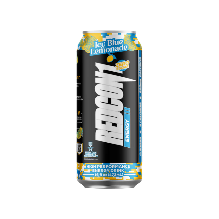 REDCON1 Energy High Performance Drink, Icy Blue Lemonade - Zero Sugar Energy Drink with Alpha GPC Nootropic - 200mg Natural Caffeine From Green Coffee Beans